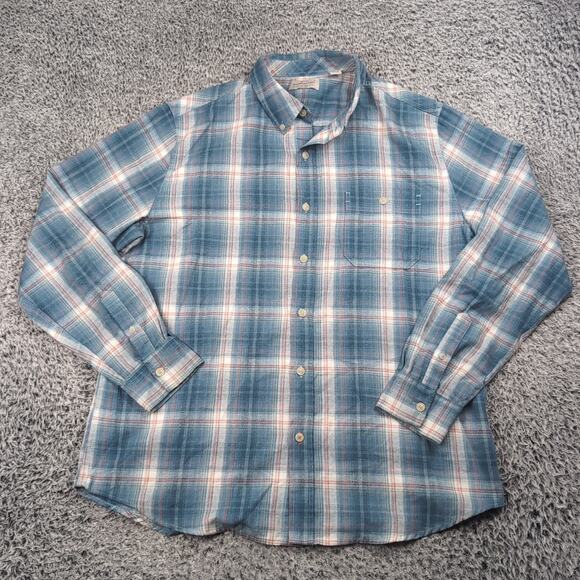 Weatherproof Vintage Shirt Mens Extra Large Blue Casual Plaid Button Down Preppy - Picture 1 of 6